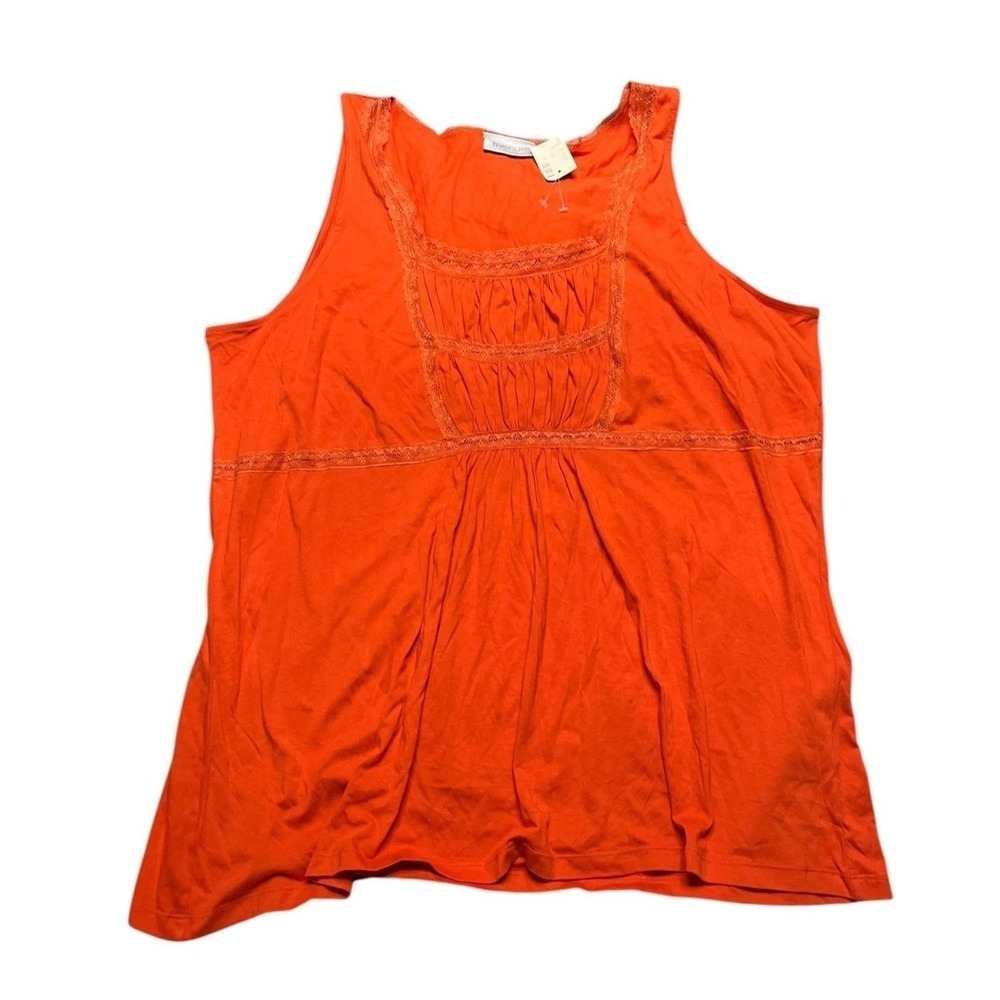 Avenue Womens Plus Size Sleeveless Top Orange NEW 22/24 Ruched Lace Trim Flowy